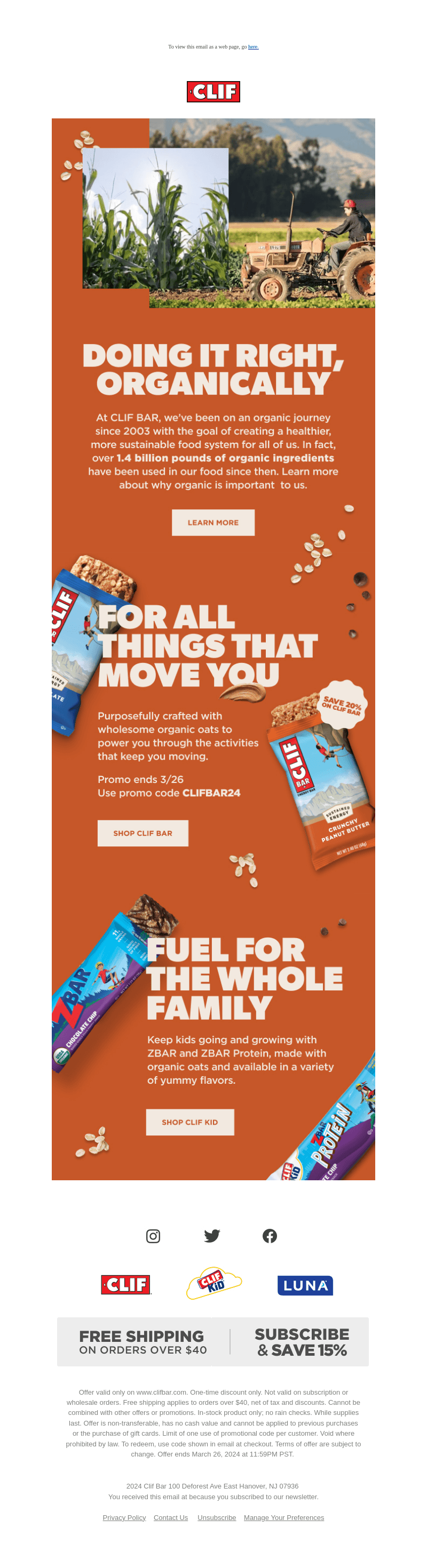 20% Off CLIF BAR + Our Commitment to Organic