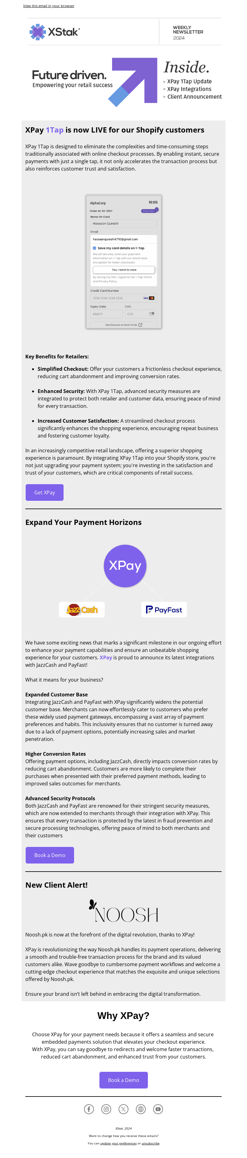 XStak Inc. email from Fri, Mar 15, 2024