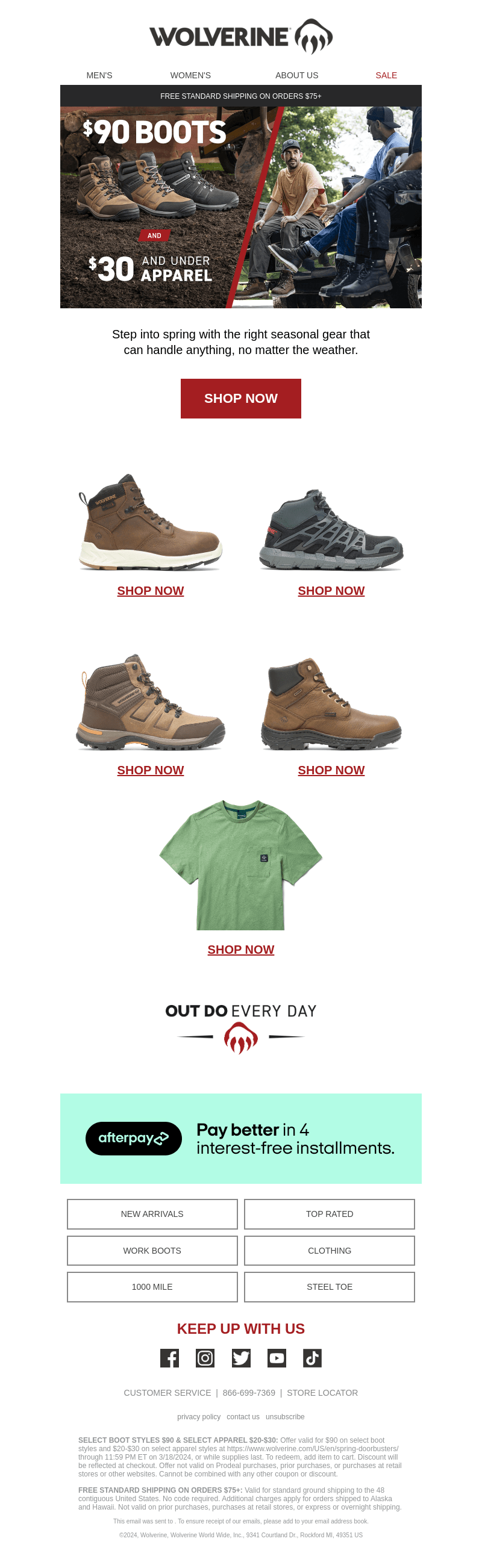 Save Big!  $90 Boots & $30 And Under Apparel