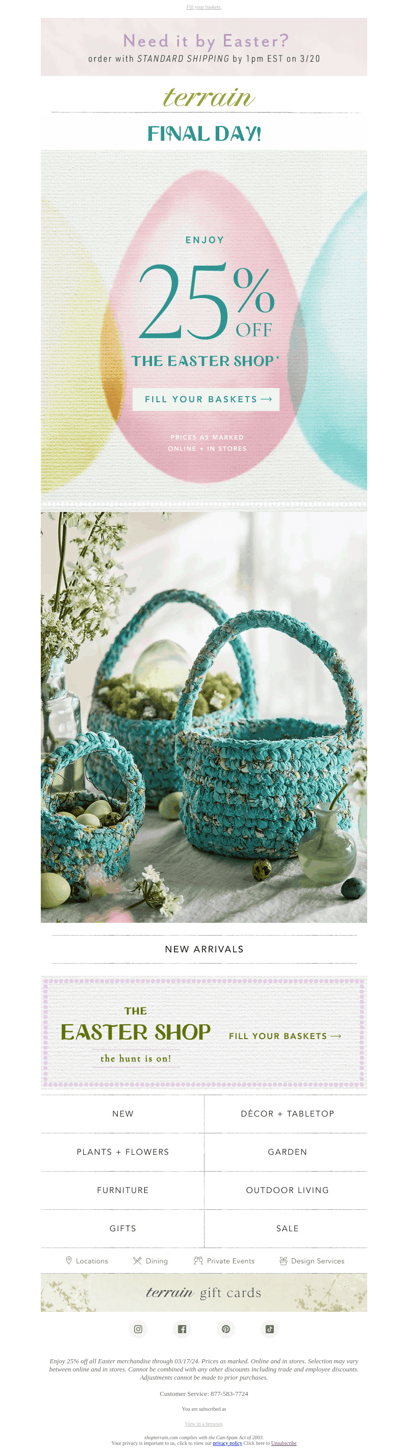 Last call: 25% off The Easter Shop!