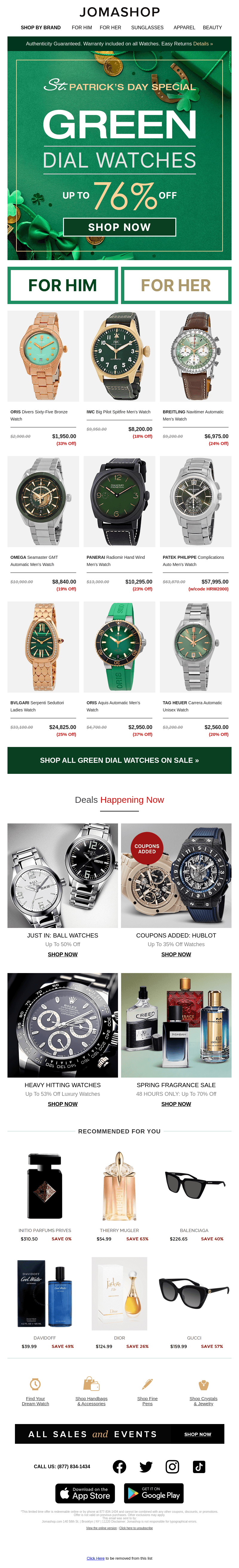 Jomashop email from Sun, Mar 17, 2024
