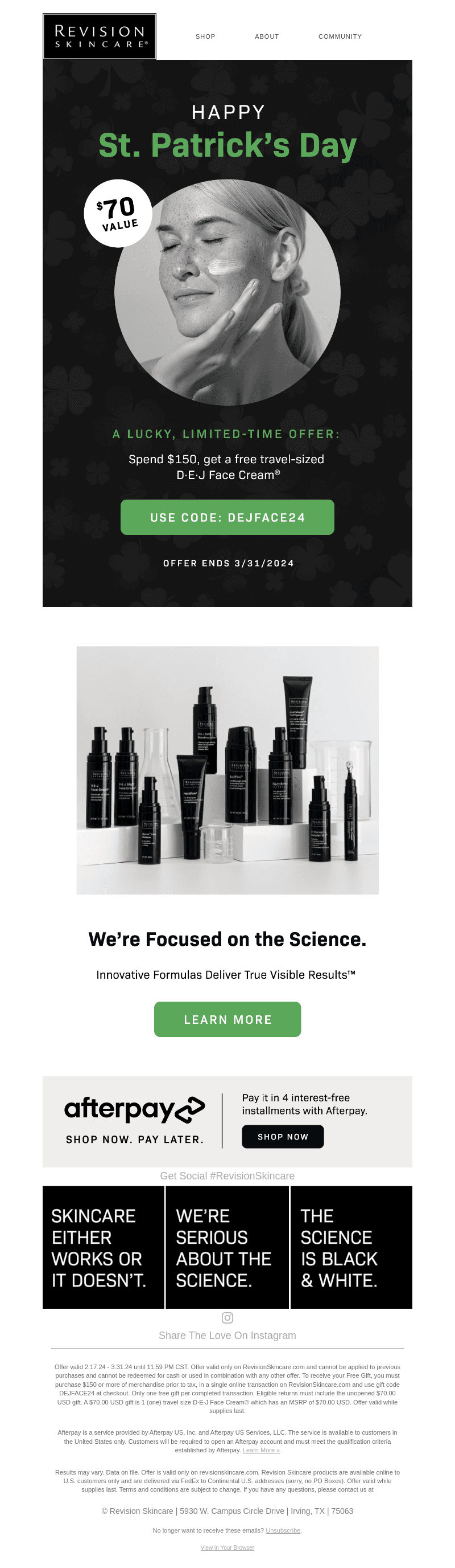 Revision Skincare email from Sun, Mar 17, 2024
