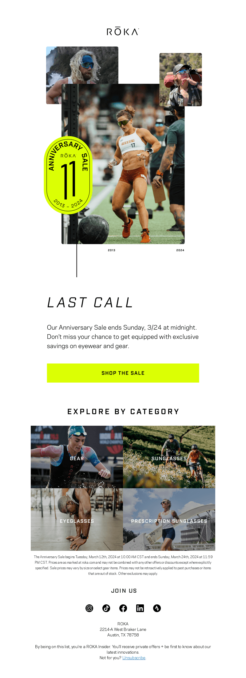 Roka Sports email from Sat, Mar 23, 2024