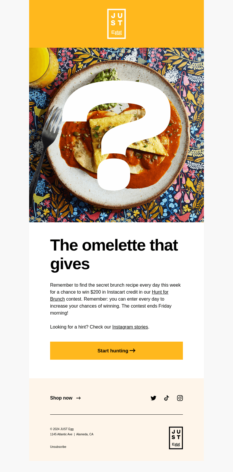 Eat JUST email from Sun, Mar 24, 2024