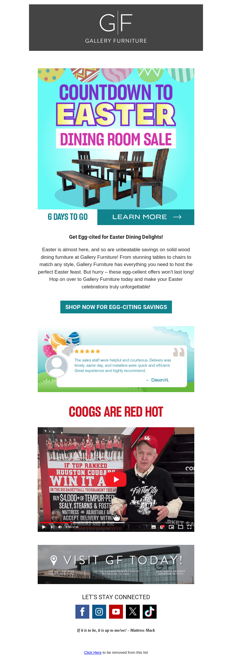 Gallery Furniture email from Tue, Mar 26, 2024