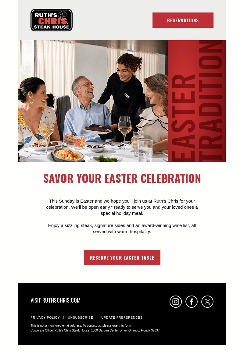 Ruth's Chris email from Thu, Mar 28, 2024