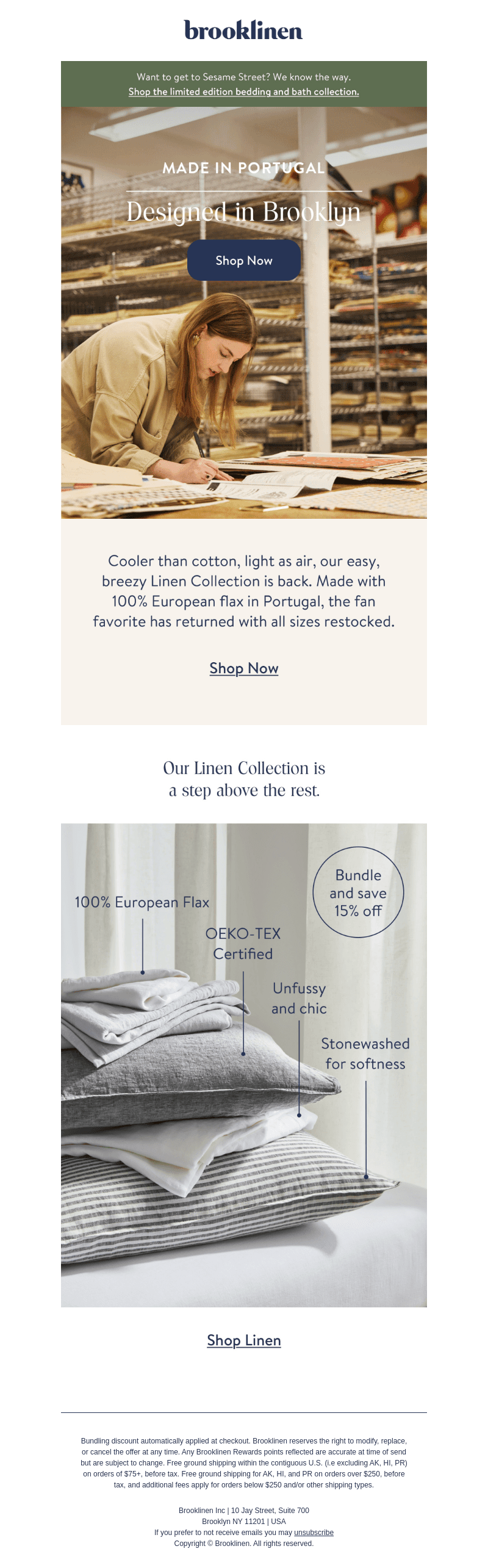 Brooklinen email from Sat, Mar 30, 2024