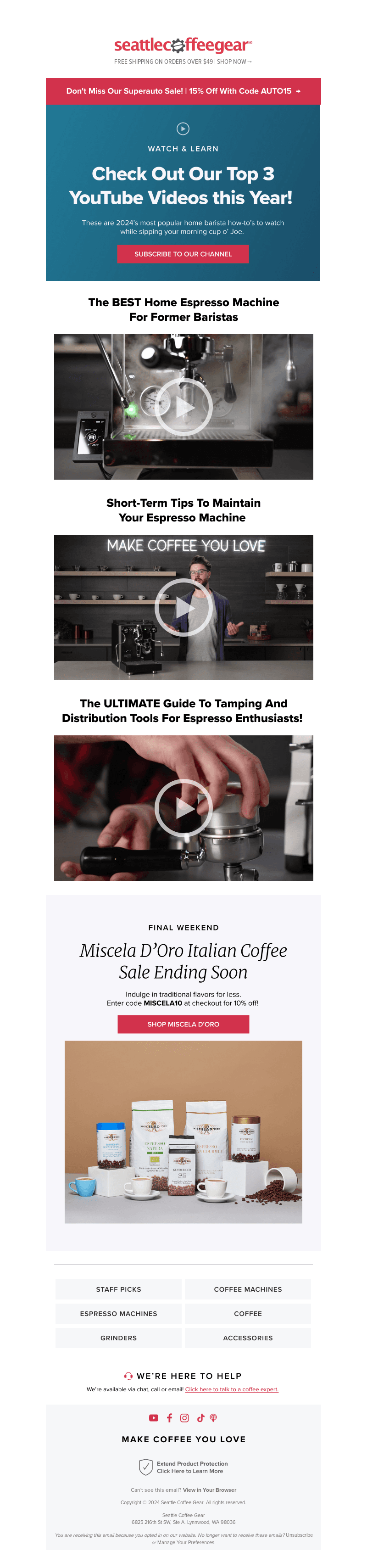 Seattle Coffee Gear email from Sun, Mar 31, 2024