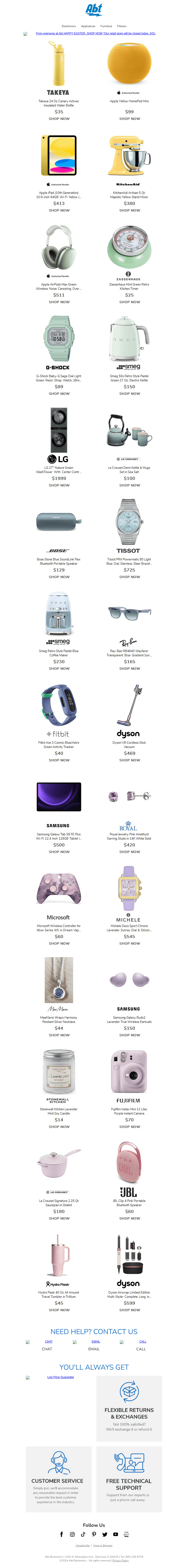 Abt Electronics email from Sun, Mar 31, 2024