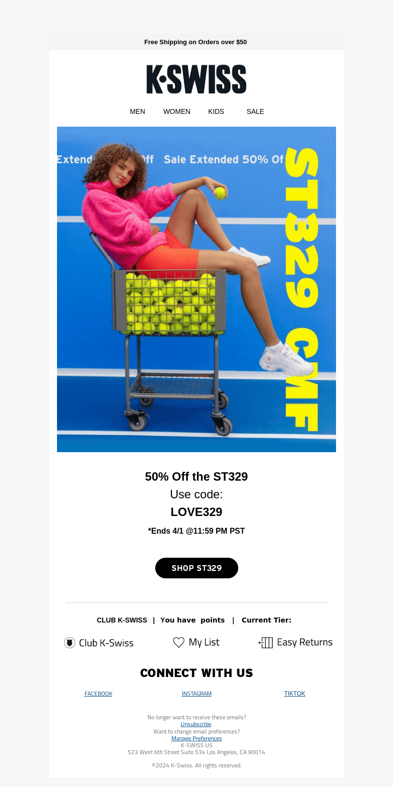 K-Swiss email from Sun, Mar 31, 2024