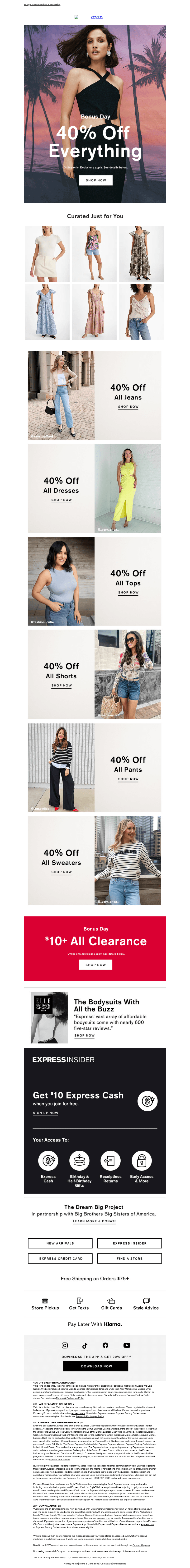 BONUS DAY! 40% off everything online continues