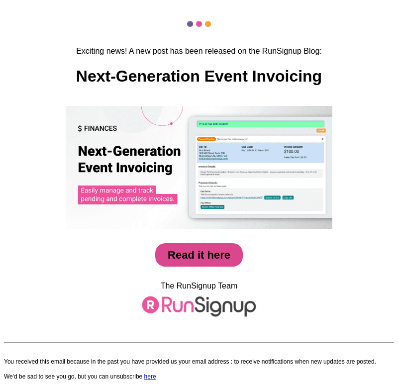New Post! - Next-Generation Event Invoicing