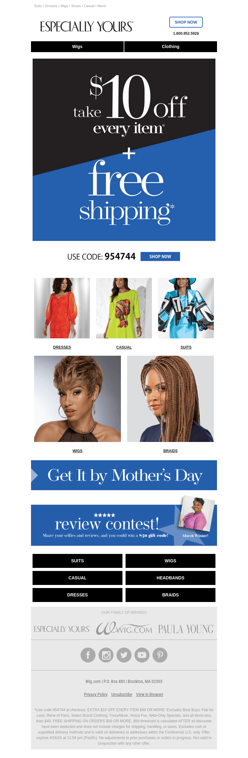 $10 OFF Every Item + FREE Shipping!