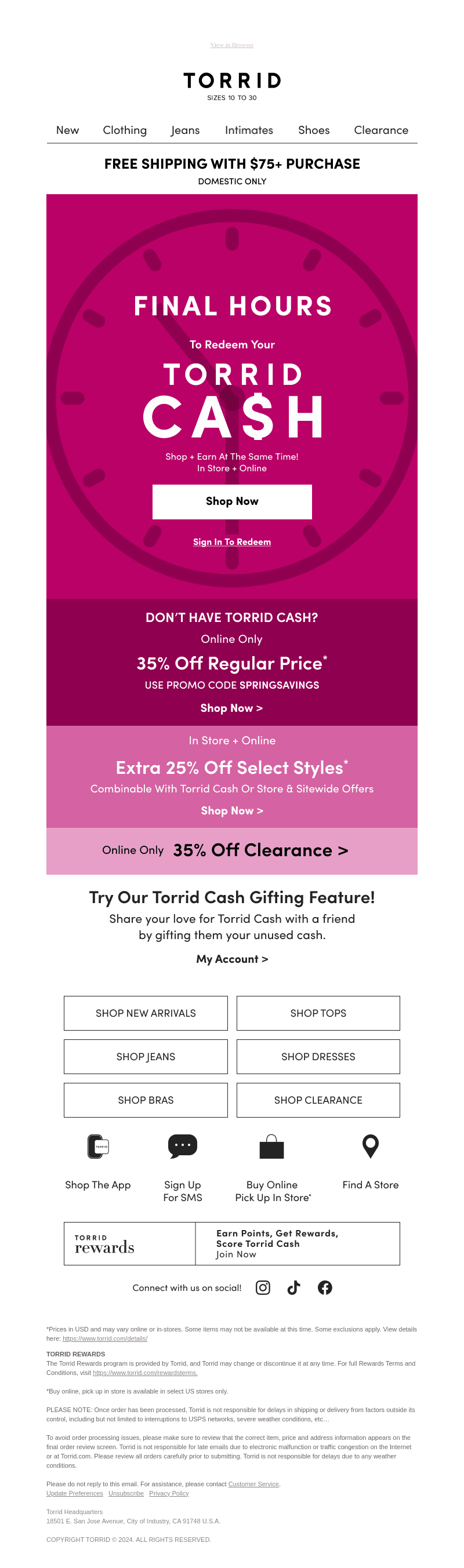 FINAL HOURS to use your Torrid Cash! ⏳