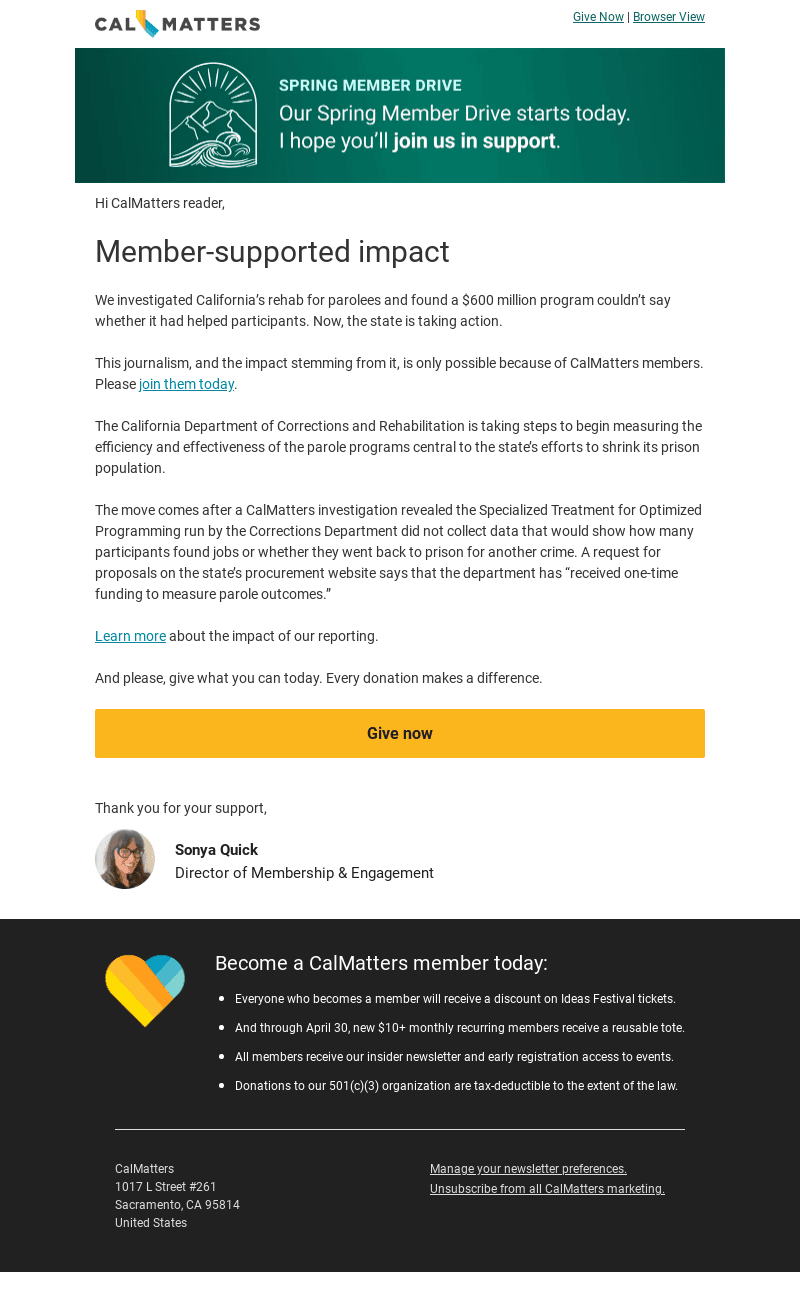 Member-supported impact
