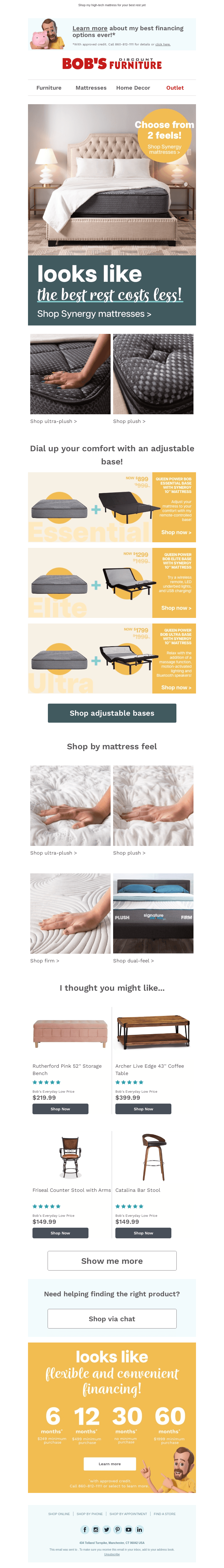Bob's Discount Furniture email from Sun, Apr 21, 2024