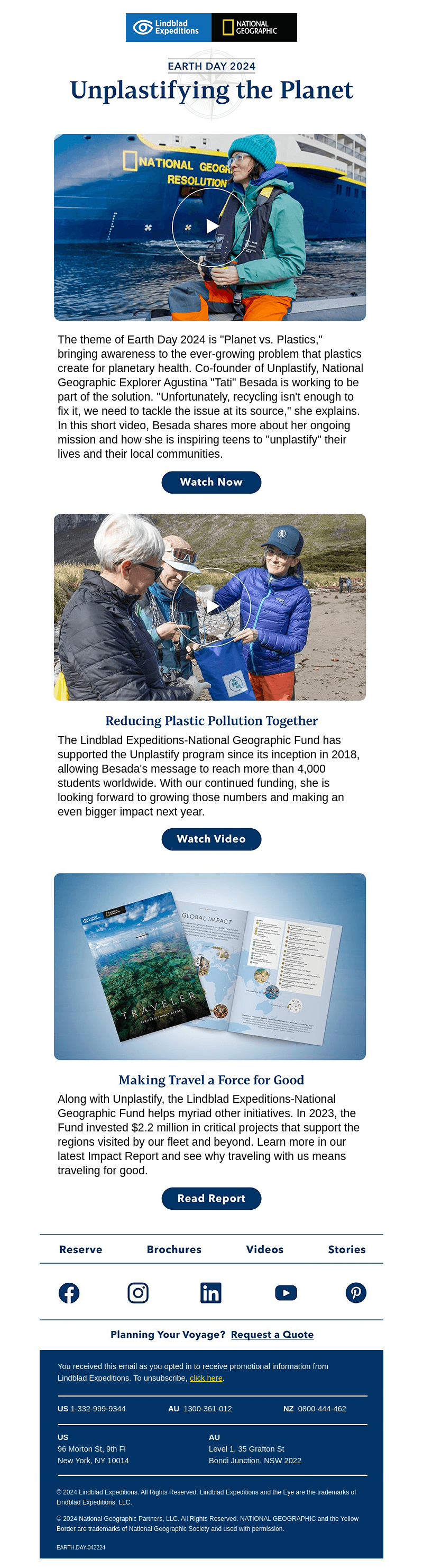 Lindblad Expeditions email from Mon, Apr 22, 2024