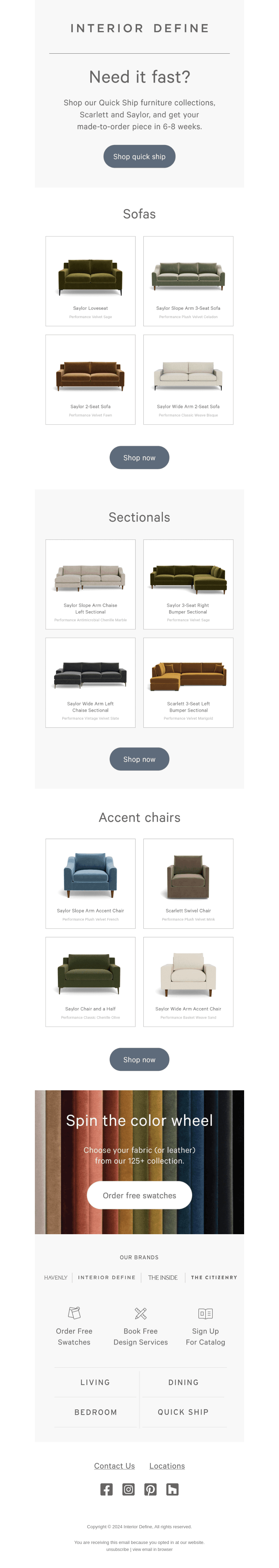 Quick ship custom furniture?!