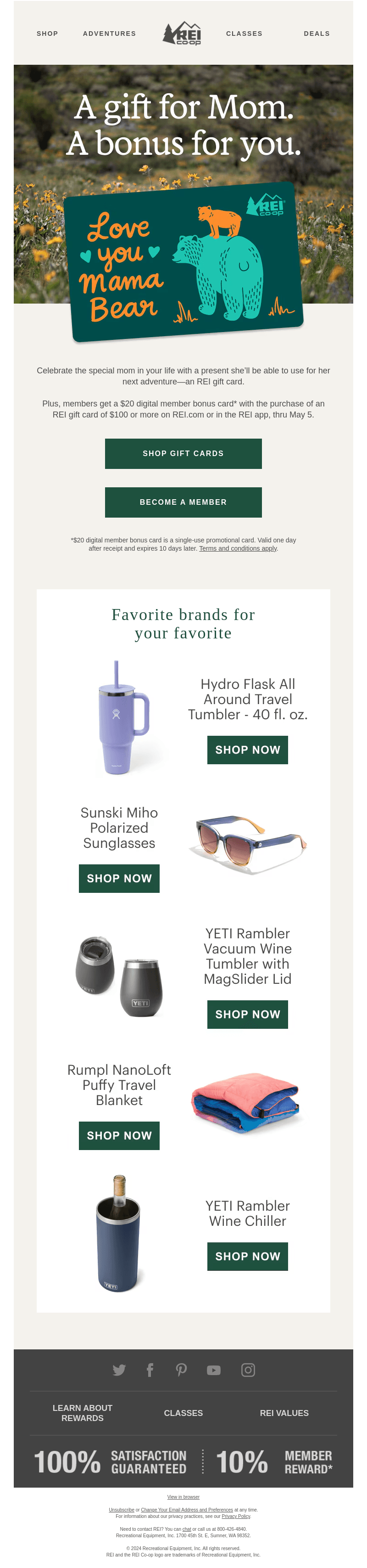 REI email from Sat, Apr 27, 2024