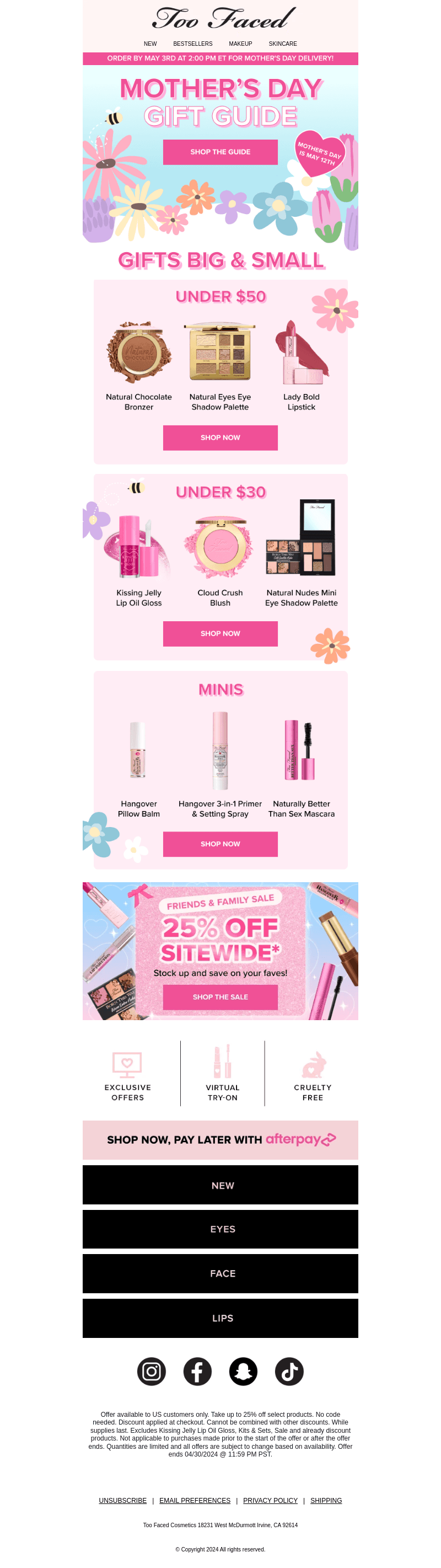 Too Faced Cosmetics email from Sun, Apr 28, 2024