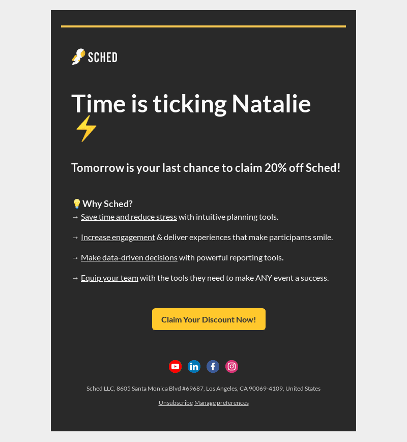 Sched email from Mon, Apr 29, 2024