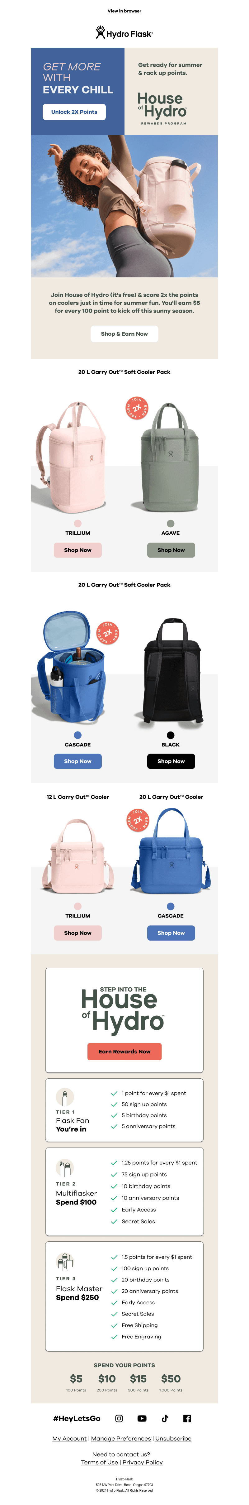 Member exclusive: 2x points on Coolers
