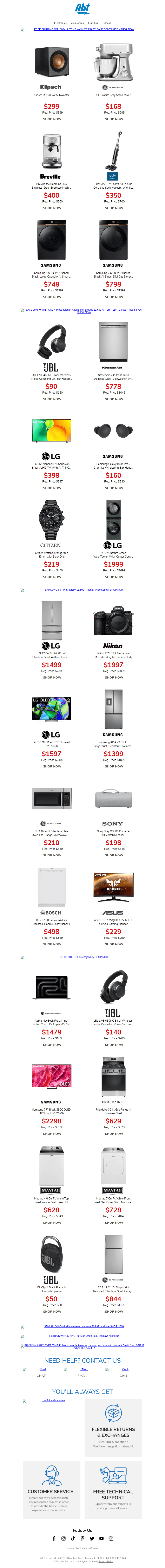 Abt Electronics email from Fri, May 3, 2024