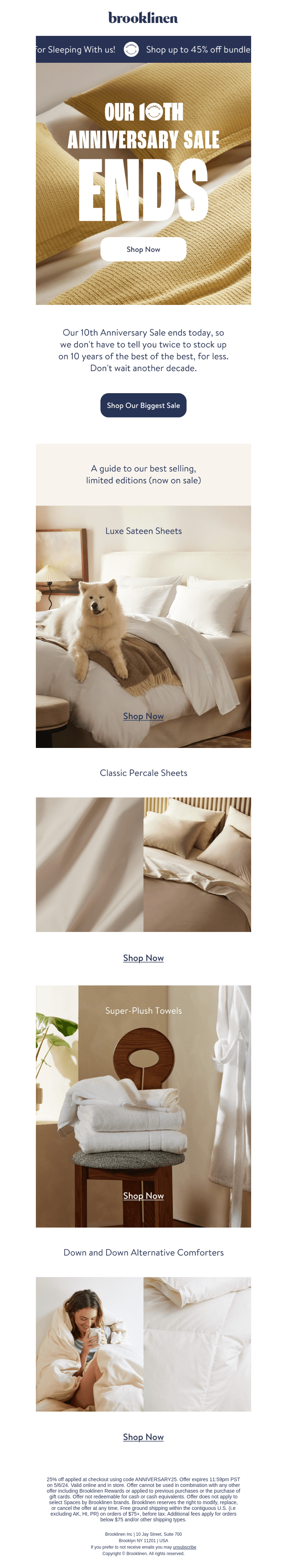 Brooklinen email from Mon, May 6, 2024