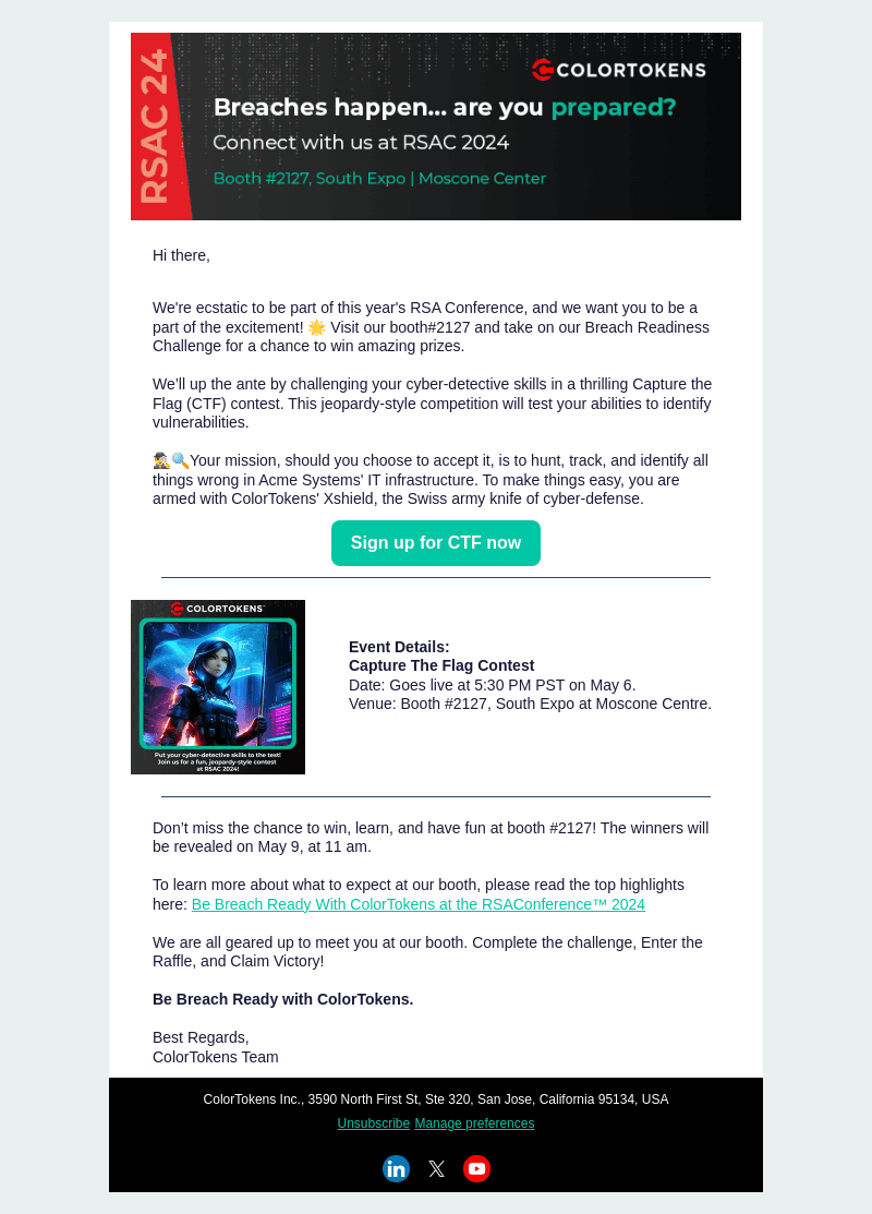 ColorTokens email from Tue, May 7, 2024