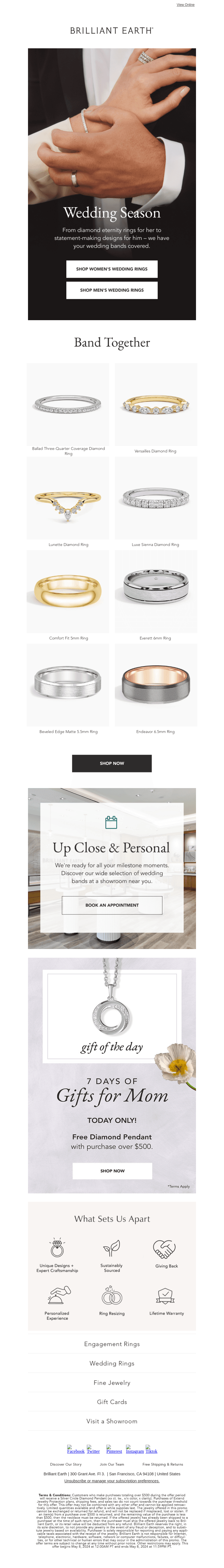 Brilliant Earth email from Wed, May 8, 2024