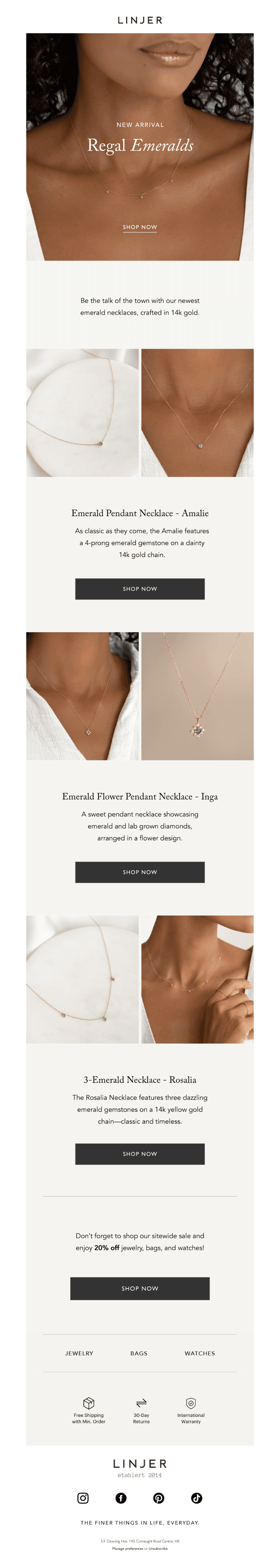 NEW—14k Gold Emerald Necklaces