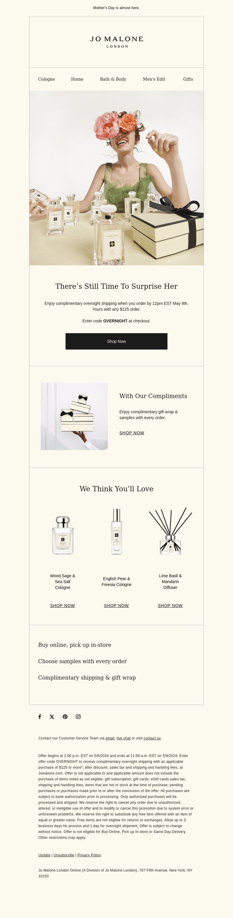 Complimentary overnight shipping starts now