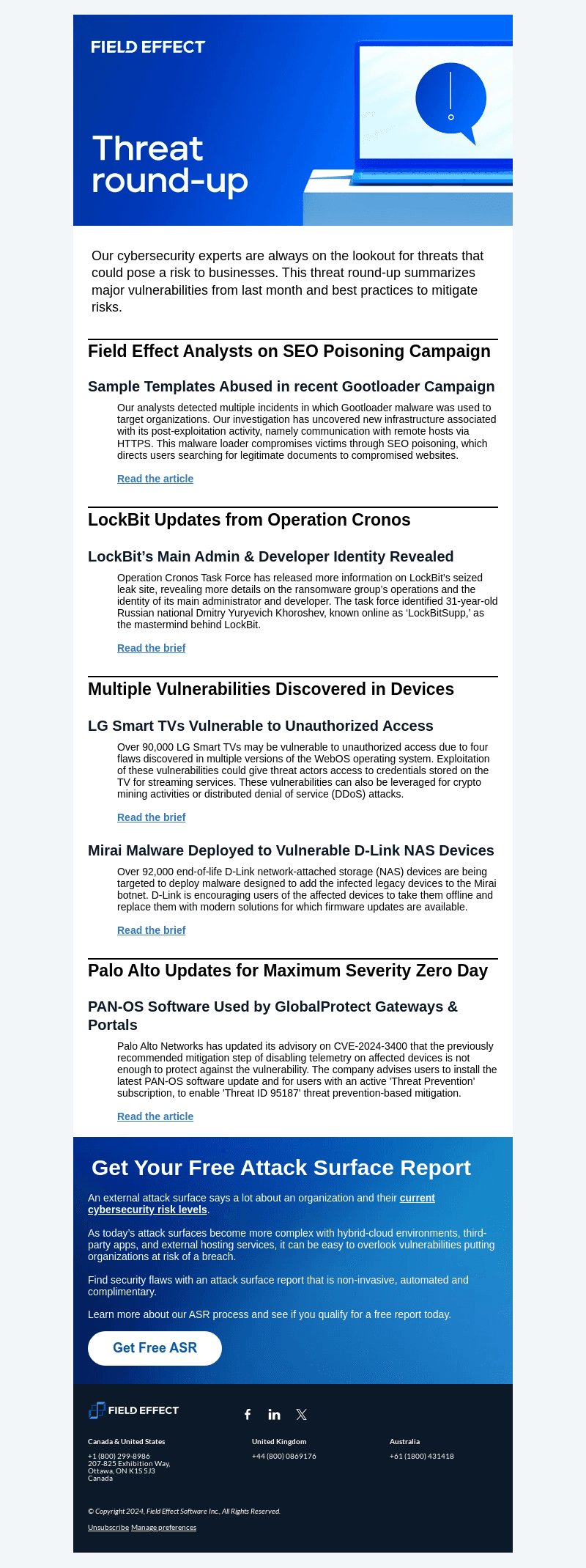 Field Effect Threat Round-Up: Cyber Threats Analyzed