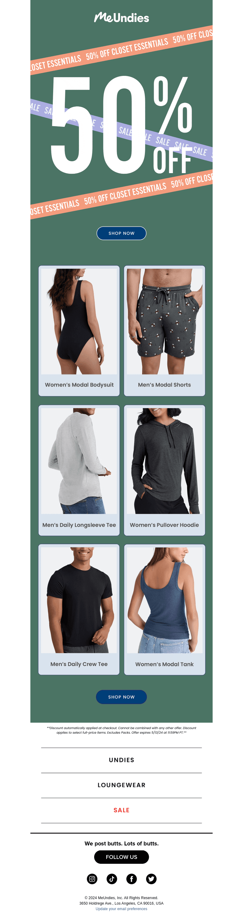 50% OFF CLOSET ESSENTIALS 😊