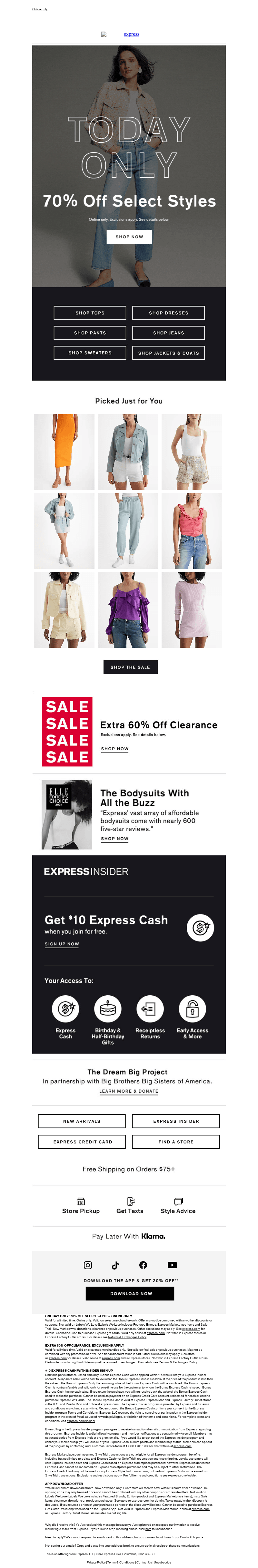 TODAY ONLY! 70% off select styles for you