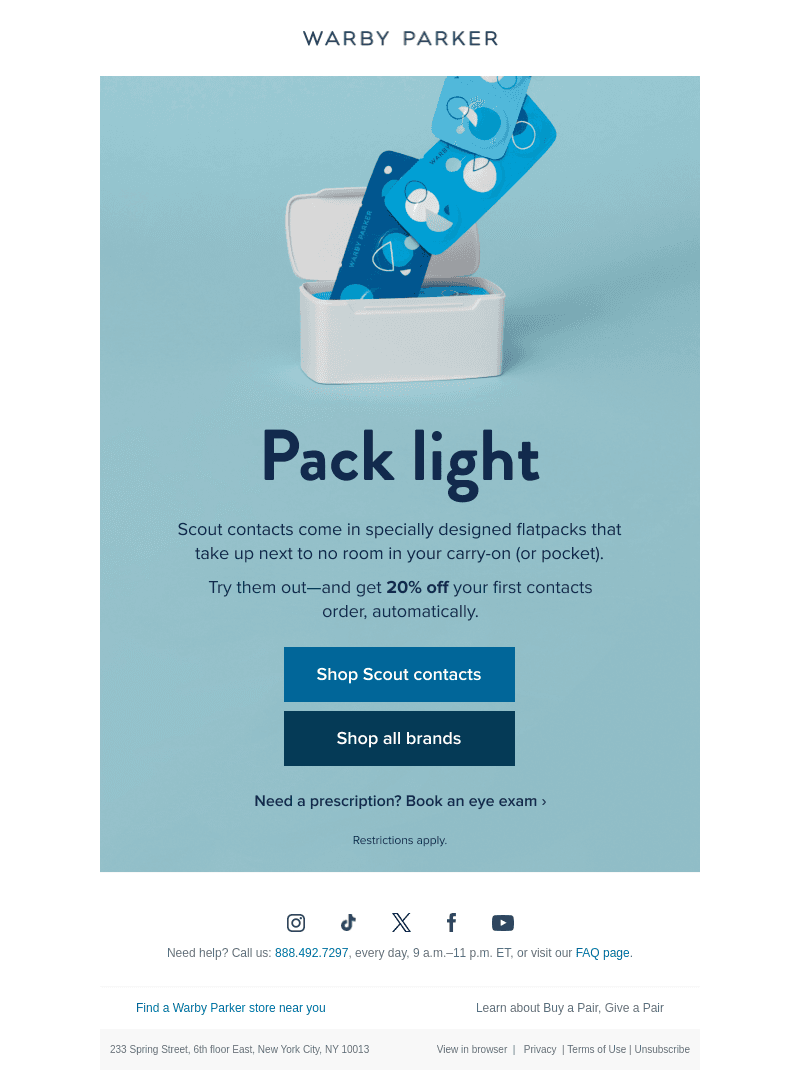 Very packable contacts packs