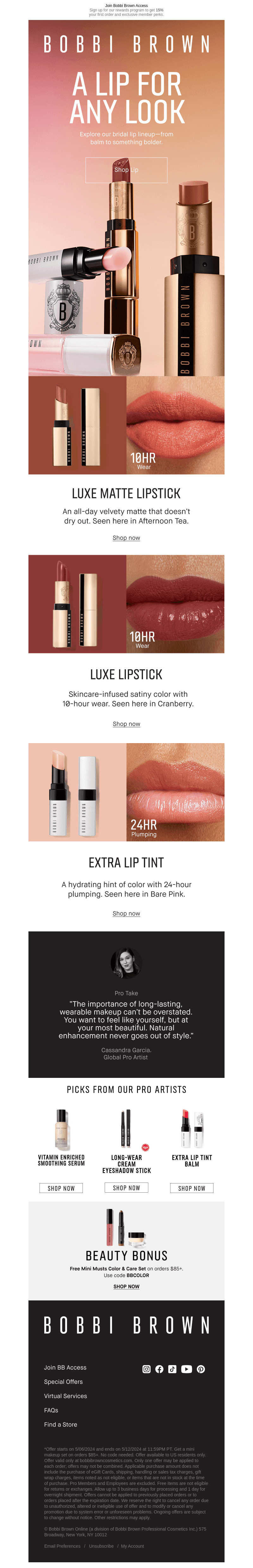 Bobbi Brown Cosmetics email from Fri, May 10, 2024