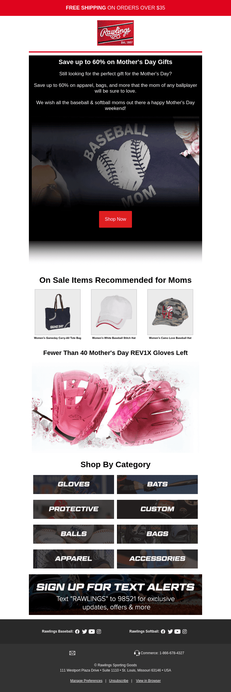 Rawlings Sporting Goods email from Sat, May 11, 2024