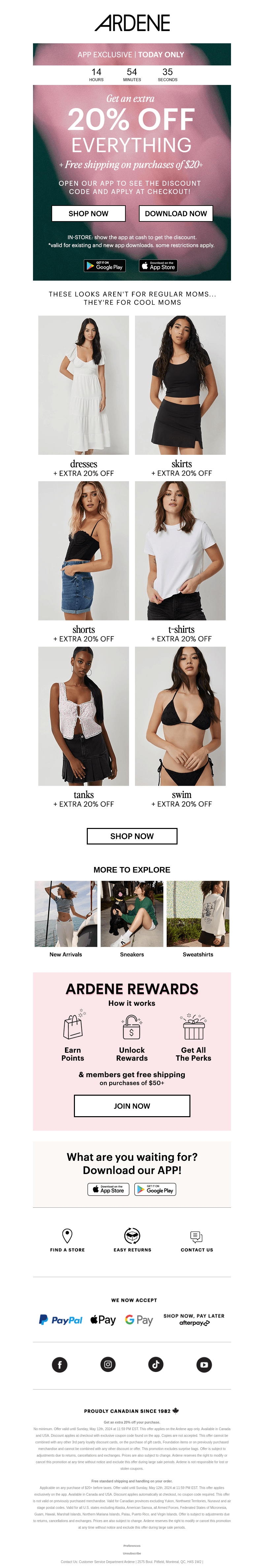 Today only: extra 20% off everything + free shipping ✨