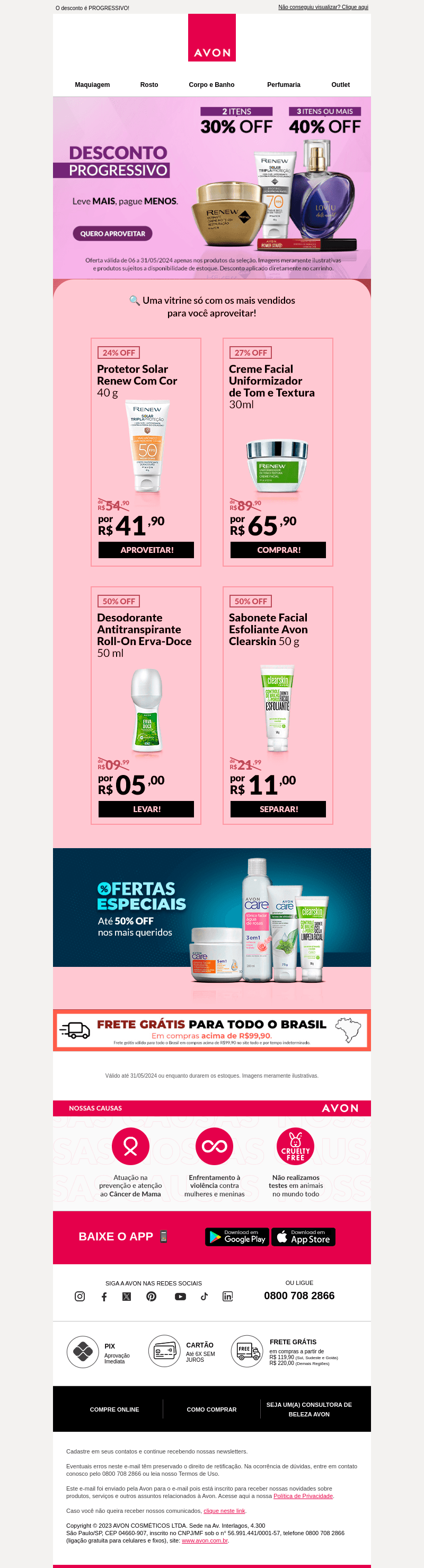 2 itens com 30% off e 3 itens com 40% off!