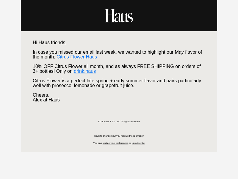 Haus email from Tue, May 14, 2024