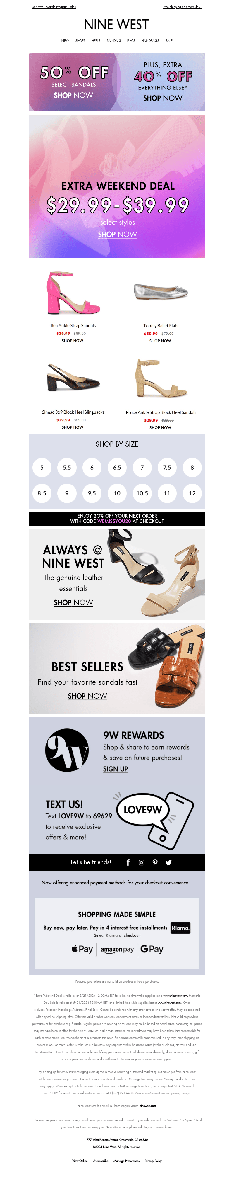 Extra 40% OFF Sitewide + 50% OFF Sandals