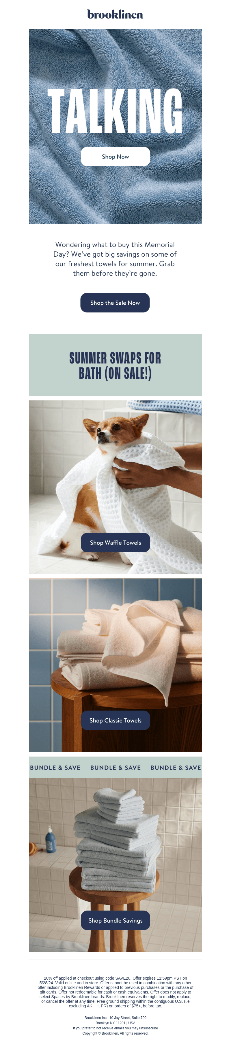 Brooklinen email from Thu, May 23, 2024