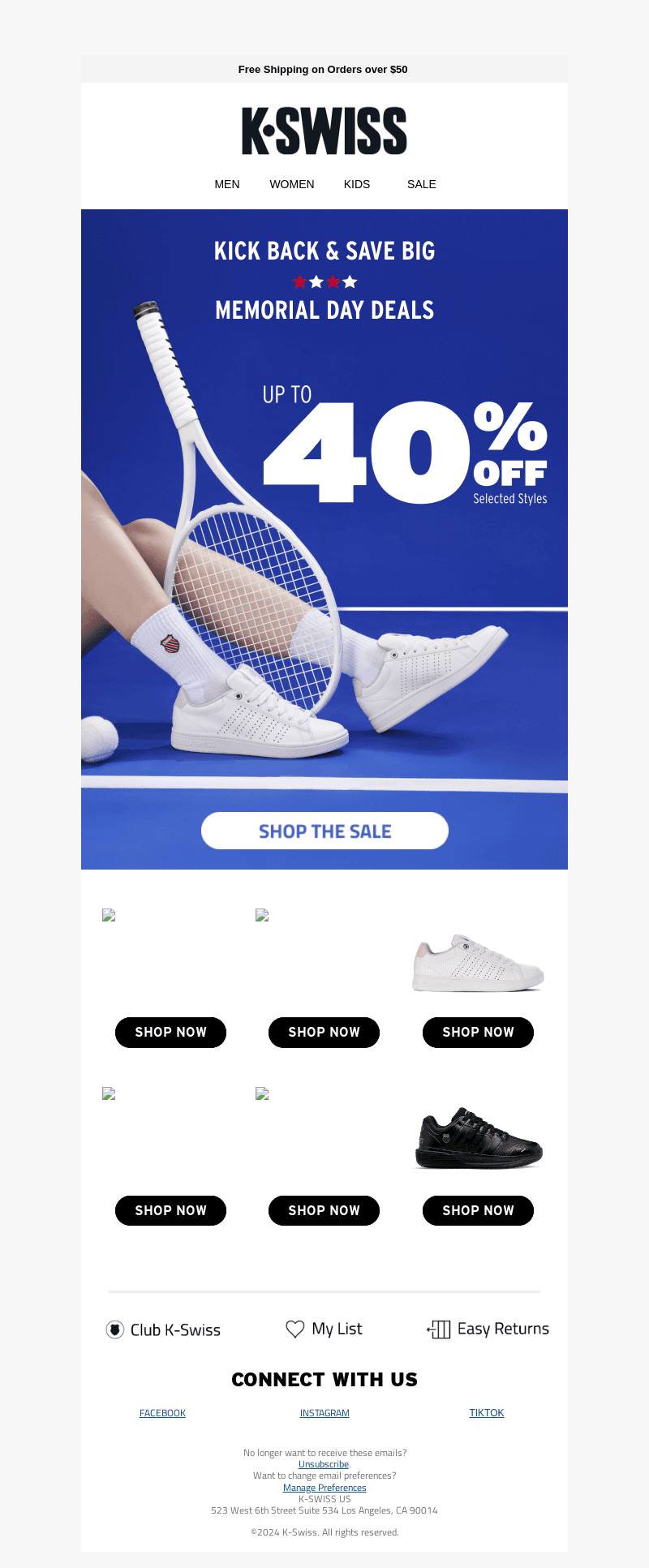 K-Swiss email from Fri, May 24, 2024