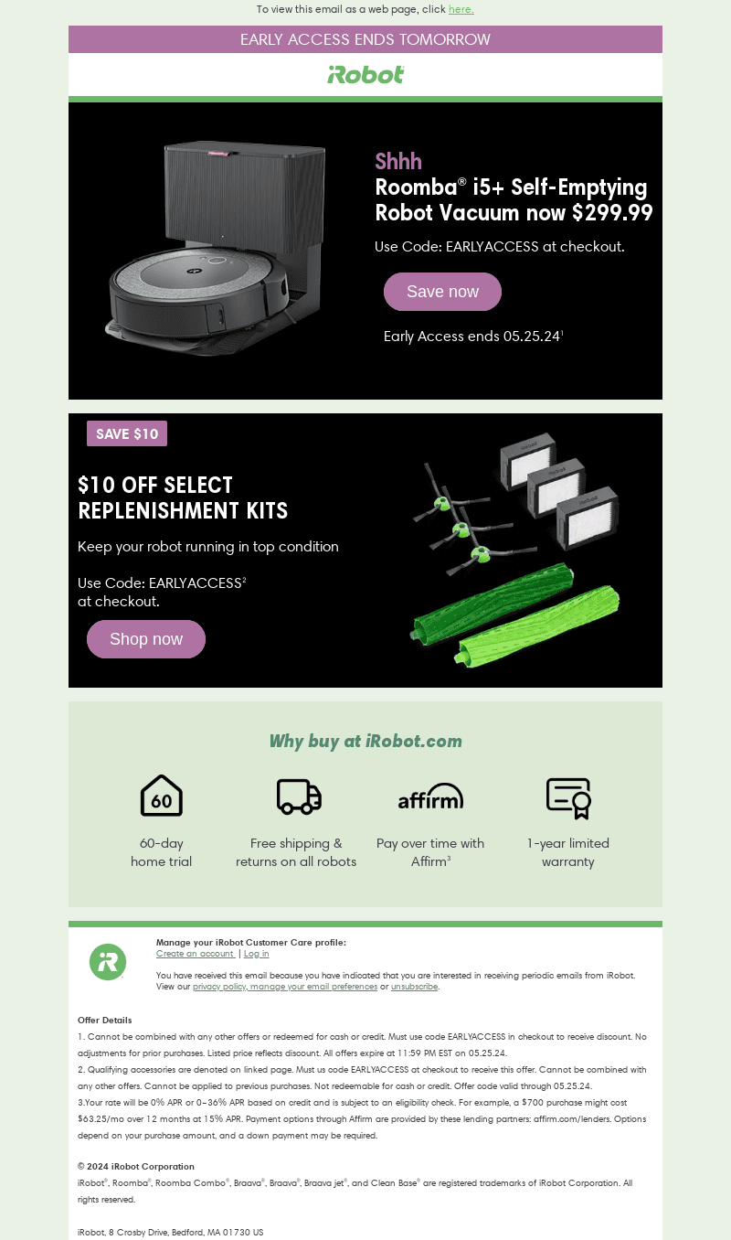 iRobot email from Fri, May 24, 2024