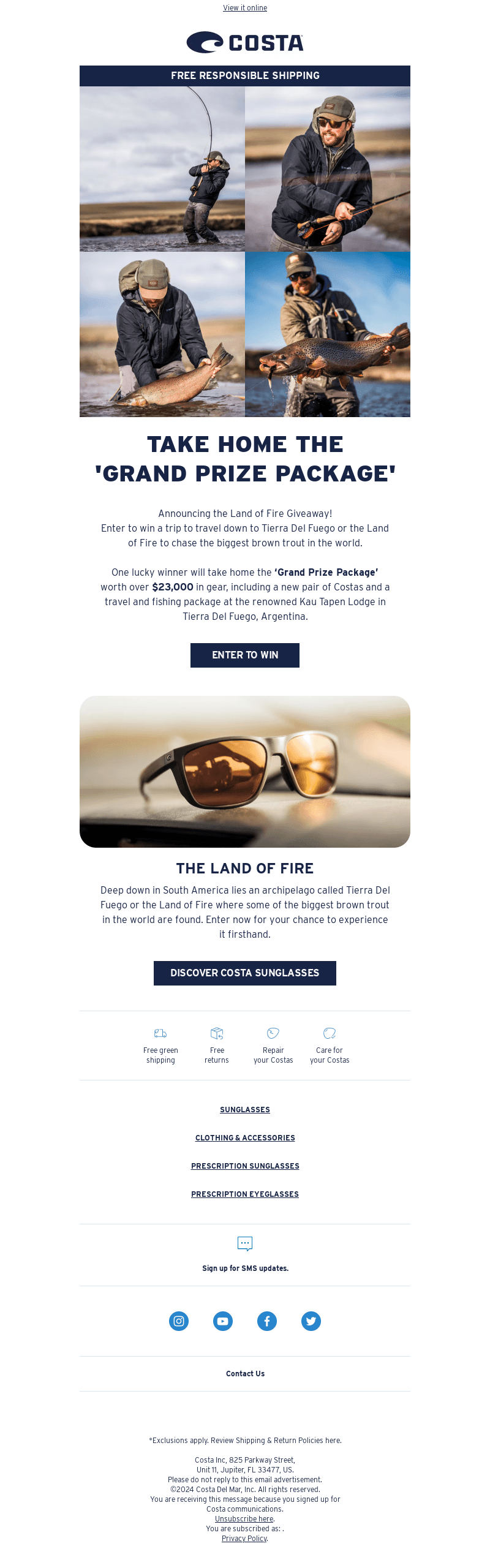 Costa Sunglasses email from Sat, May 25, 2024