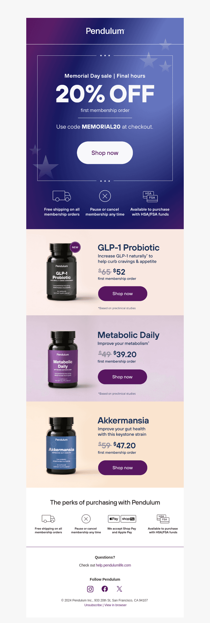 Pendulum Therapeutics email from Mon, May 27, 2024