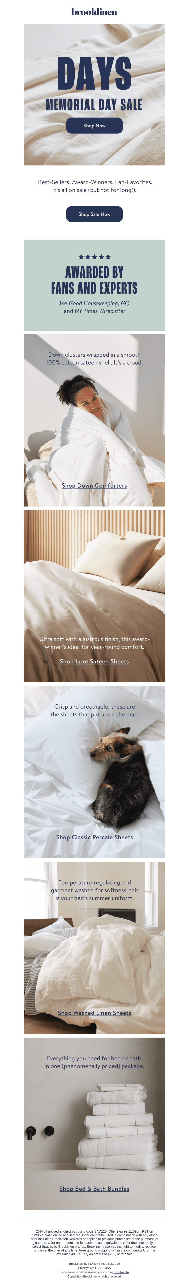 Brooklinen email from Mon, May 27, 2024