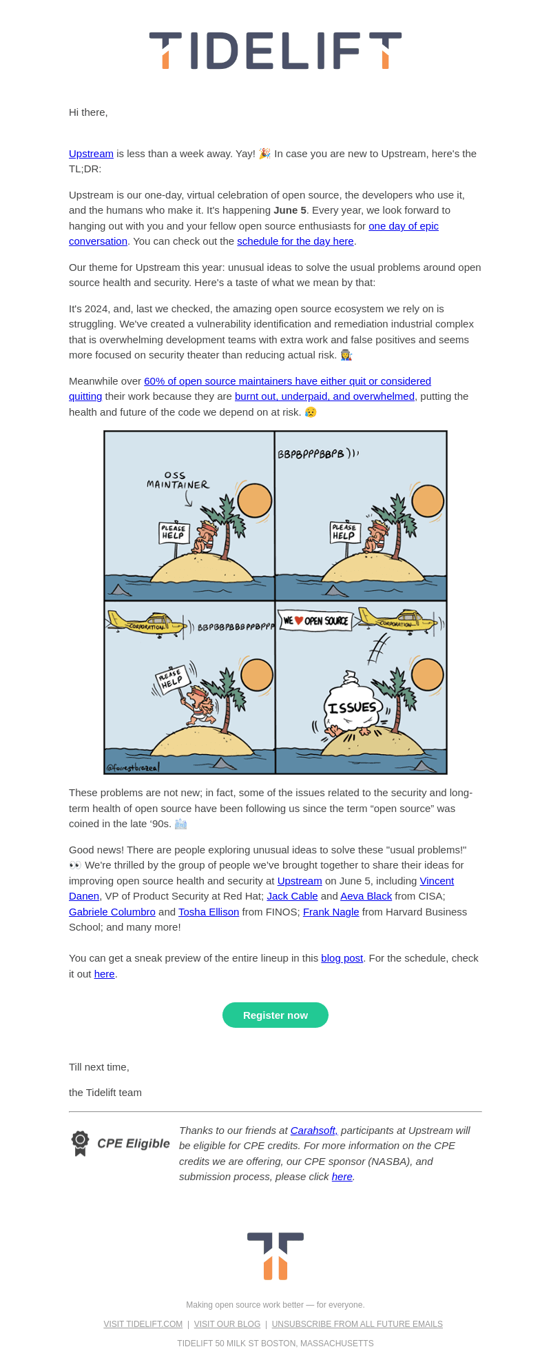 Tidelift email from Thu, May 30, 2024
