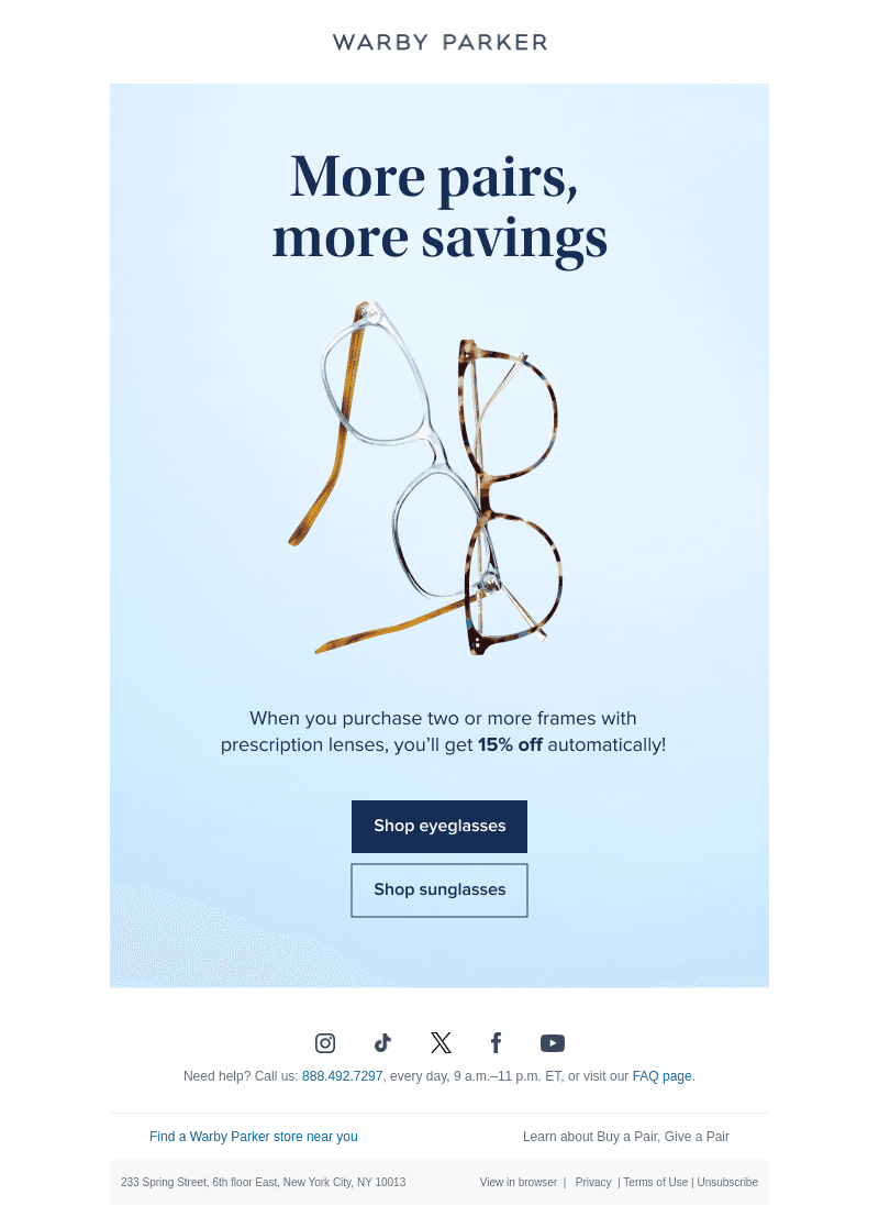 Get 15% off multiple pairs